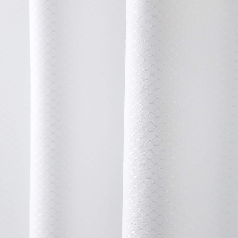 EurCross Solid White Fabric Shower Curtain Extra Long 84 inch, Heavyweight, Water-Repellent Waffle Weave Pattern Bathroom Shower Curtain, Long Size 72 inch Wide by 84 inch Long - Image 3
